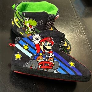 Nintendo Mariocart Kids cozy Slippers - Black, Green, and Blue